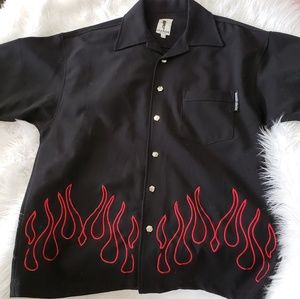Flames Mens Button Down Top